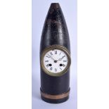 A VERY RARE 19TH CENTURY BOER WAR SHELL CASE TRENCH ART CLOCK with bold enamel dial and bronze moun