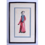 A 19TH CENTURY CHINESE FRAMED PITH PAPER WATERCOLOUR Qing. Image 14 cm x 27 cm.