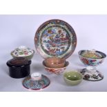 A MIXED GROUP OF CHINESE PORCELAIN, together with a clobbered dish. (qty)