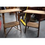 A MATCHED PAIR OF BAMBOO OCCASIONAL TABLES, two tier. 72 cm & 68 cm high.