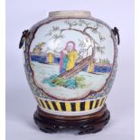 A LARGE CHINESE PORCELAIN GINGER JAR BEARING YONGZHENG MARKS, decorated with a figure in a landscap