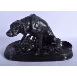 A LATE 19TH CENTURY CAST IRON FIGURE OF HUNTING HOUNDS After P J Mene (1810-1871), probably a Falki