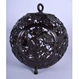 A VERY RARE 19TH CENTURY JAPANESE MEIJI PERIOD NAGOYA BRONZE HANGING LANTERN of open work form deco