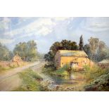 PETER DE WINT (1784-1849) FRAMED WATERCOLOUR, a cottage in a landscape, unsigned. 27 cm x 38 cm.