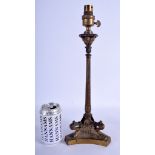 A 19TH CENTURY FRENCH GILT BRONZE CANDLESTICK LAMP Empire Style. 41 cm high inc fittings.
