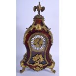 AN ANTIQUE FRENCH GILT MOUNTED TORTOISESHELL BOULLE MANTEL CLOCK. 38 cm x 18 cm.