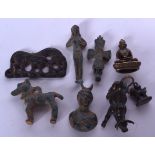 EIGHT ASSORTED BRONZE FIGURES, varying form. Largest 7 cm wide. (8)