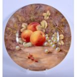 A ROYAL WORCESTER FRUIT PAINTED PLATE by Love. 24 cm diameter.