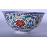 A CHINESE DOUCAI PORCELAIN BOWL, decorated with foliage. 13.5 cm wide.