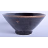 AN EARLY 20TH CENTURY CHINESE HARES FOOT STYLE CONICAL BOWL decorated with brown motifs. 14.5 cm wi