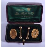 A PAIR OF EARLY 20TH CENTURY CHINESE 22CT GOLD CUFFLINKS. 4.8 grams.