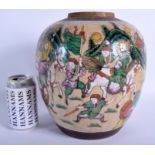 A LARGE 19TH CENTURY CHINESE FAMILLE VERTE CRACKLE GLAZED GINGER JAR Qing. 26 cm x 18 cm.