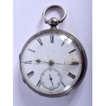 AN ANTIQUE SILVER POCKET WATCH. 4 cm wide.