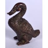 A JAPANESE BRONZE OKIMONO IN THE FORM OF A DUCK, signed. 4.5 cm high.
