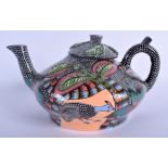 A STYLISH ARDMORE STUDIO SOUTH AFRICAN ART POTTERY TEAPOT AND COVER C1995. 27 cm wide.
