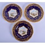 Coalport set of three landscape plates one painted by P. Simpson with a scene nr. Dover and a pair
