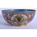 A 19TH CENTURY CHINESE CLOISONNE ENAMEL CIRCULAR BOWL Qing, decorated with dragons and foliage. 24