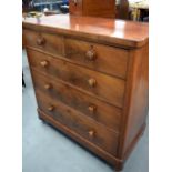 A VICTORIAN THREE DRAWER CHEST, with two smaller drawers. 114 cm x 107 cm.