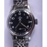A RARE VINTAGE OMEGA MILITARY WRISTWATCH with black dial. 3.25 cm wide.