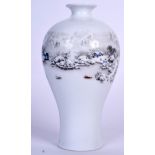 A CHINESE COMMUNIST PERIOD TYPE PORCELAIN BALUSTER VASE, decorated with a winter landscape. 24 cm h