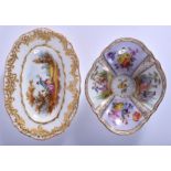 TWO ANTIQUE MEISSEN PORCELAIN DISHES. 15 cm & 11 cm wide. (2)