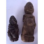 TWO AFRICAN CARVED STONE FIGURES, varying form. Largest 26 cm. (2)