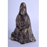 A 19TH CENTURY JAPANESE MEIJI PERIOD BRONZE FIGURE OF A SEATED BUDDHA modelled as a female resting