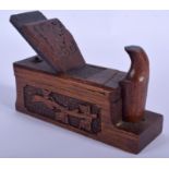 A RARE ANTIQUE GREAT WAR CALAIS NOVELTY MONEY BOX CARPENTERS PLANE. 16 cm x 4 cm.