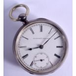 AN ANTIQUE SILVER ELGIN NATIONAL WATCH COMPANY POCKET WATCH. 4.5 cm wide.