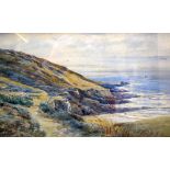 W BARTON (19th/20th century) FRAMED WATERCOLOUR, signed, coastal landscape. 24.5 cm x 39 cm.