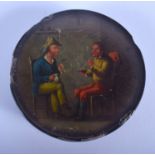 A VICTORIAN PAPER MACHE LACQUER SNUFF BOX. 10.25 cm wide.