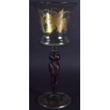 A LARGE VENETIAN GLASS decorated with foliage. 21 cm high.