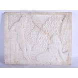 A LOVELY 1930S CARVED MARBLE ART DECO RECTANGULAR PANEL in the manner of Warren Dewitt, depicting A