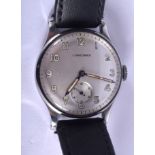 A VINTAGE STAINLESS STEEL LONGINES WRISTWATCH. 3.25 cm wide.