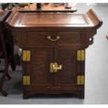 AN EARLY 20TH CENTURY CHINESE HARDWOOD TWO DOOR CABINET Qing/Republic. 77 cm x 80 cm.