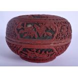 A 19TH CENTURY CHINESE CARVED CINNABAR LACQUER BOX AND COVER Qing. 16 cm x 10 cm.