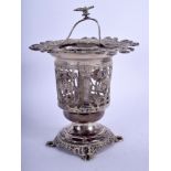 AN ANTIQUE SILVER SUGAR BASKET. 9.3 oz. 20 cm high.