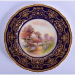 Royal Worcester fine plate hand painted by Raymond Rushton with English country cottage and garden