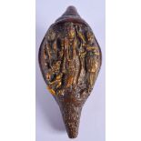 A CHINESE TIBETAN BRONZE SHELL. 22 cm x 9 cm.