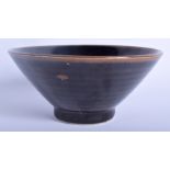 AN EARLY 20TH CENTURY CHINESE HARES FOOT STYLE CONICAL BOWL decorated with brown motifs. 14.5 cm wid