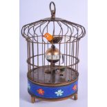 A CLOISONNE ENAMEL BIRD CAGE CLOCK. 23 cm high.