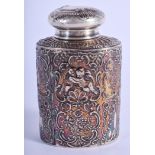 AN ANTIQUE DUTCH BERNARD MULLER SILVER TEA CADDY AND COVER. 4.6 oz. 10.5 cm x 6.5 cm.