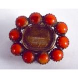 AN EARLY VICTORIAN CORAL MOURNING BROOCH. 5.6 grams. 2.5 cm x 2 cm.