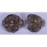 TWO EASTERN CONTINETAL SILVER BUCKLES. 5.5 cm wide. (2)