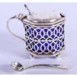 AN ANTIQUE SILVER MUSTARD POT. 7 cm wide. (2)