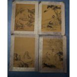 A SET OF FOUR CHINESE SILKS. Image 29 cm x 20.5 cm. (4)