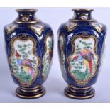 A PAIR OF EARLY 20TH CENTURY SAMSONS OF PARIS PORCELAIN VASES, decorated with exotic birds in panels