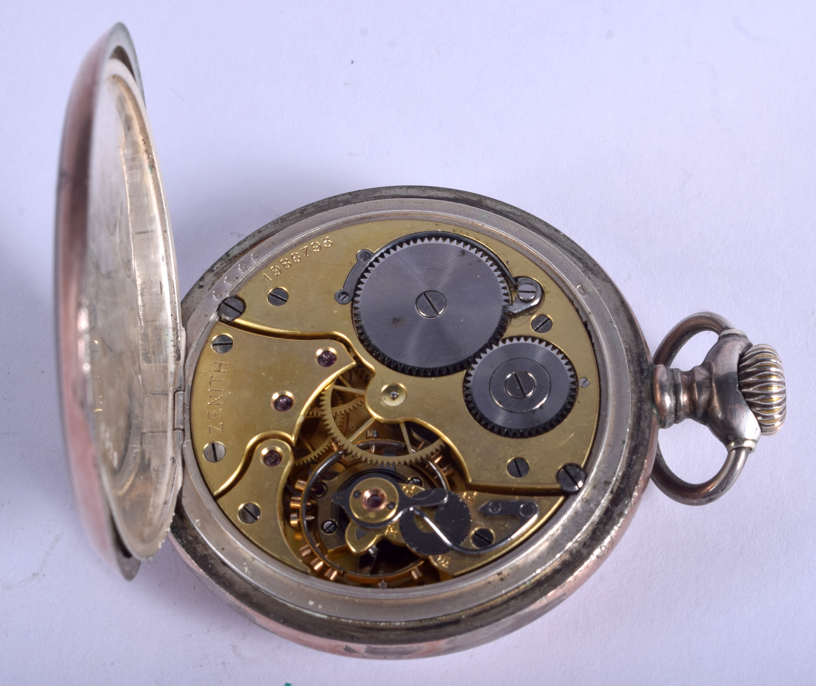 A SILVER ZENITH POCKET WATCH. 4.75 cm wide. - Image 4 of 4