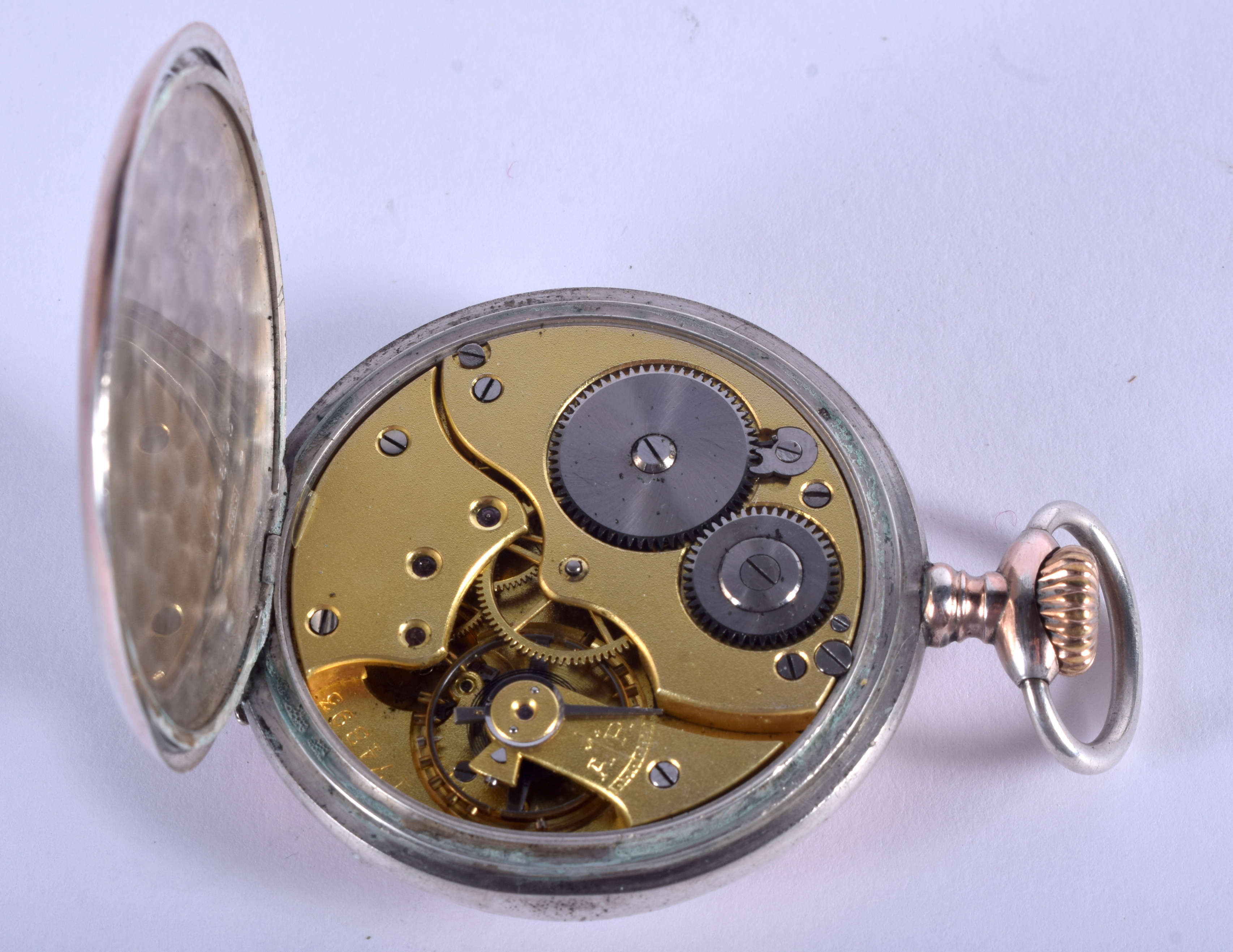 A SILVER VIKING POCKET WATCH. 4.25 cm wide. - Image 4 of 4