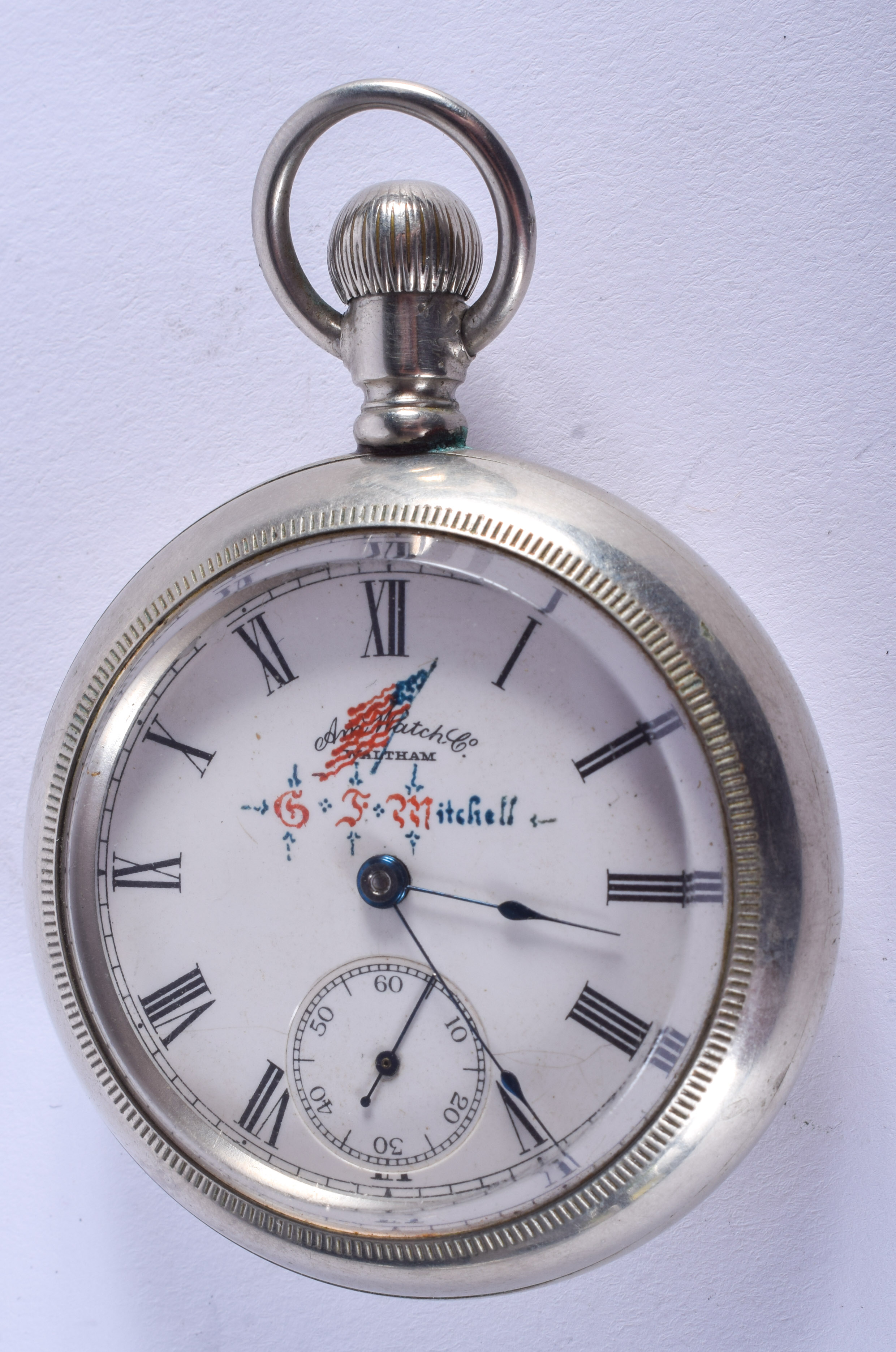 AN ANTIQUE POCKET WATCH. 5.25 cm wide.